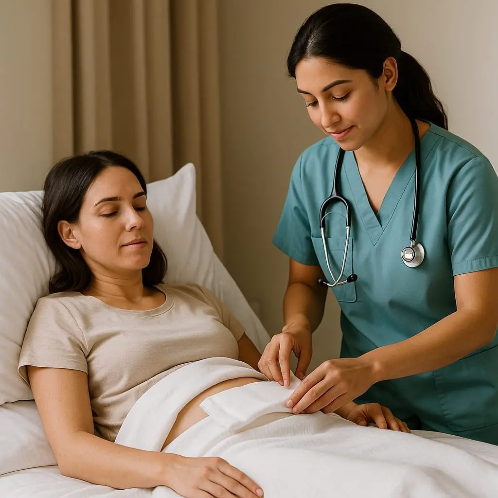 Enfermera a domicilio Medellín realizando curaciones a paciente