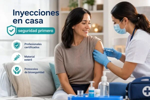 Inyección a domicilio con bioseguridad y técnica segura.